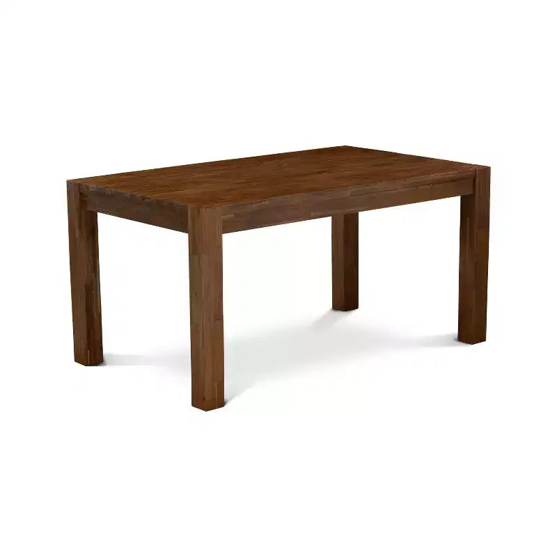 Set da pranzo moderno HomeStock Belmont 5 pezzi - 4 sedie da pranzo, tavolo da pranzo in legno - Seduta in tessuto lino grigio, schienale alto (finitura noce anticato)