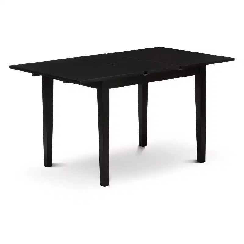 HomeStock Belmont Set da Cucina di 5 Pezzi, Composto da un Tavolo da Pranzo Rettangolare con Allunga a Farfalla e 4 Sedie Imbottite, Nero