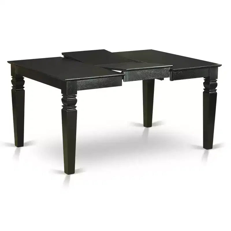 HomeStock Belmont Set da Pranzo 7 Pezzi Contiene un Tavolo da Cucina Rettangolare con Prolunga a Farfalla e 6 Sedie Imbottite, Nero