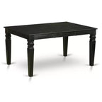 Tavolo da cucina HomeStock Belmont rettangolare 5 pezzi 42/60 pollici con prolunga a farfalla da 18 pollici riponibile e quattro sedie Parson con gamba nera