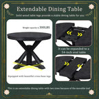 Set Tavolo da Pranzo Allungabile per 4, Tavolo Rotondo in Legno con 4 Sedie Imbottite per Cucina