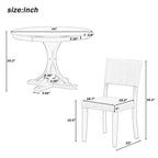 Set da tavolo rotondo da pranzo per 4 persone, set da cucina retrò da 5 pezzi con 4 sedie imbottite