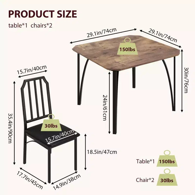 Set da tavolo da pranzo quadrato con sedie imbottite Tavolo da cucina per casa, appartamento, spazio ridotto