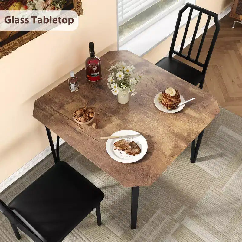Set da tavolo da pranzo quadrato con sedie imbottite Tavolo da cucina per casa, appartamento, spazio ridotto