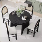 GDFStudio Harper set da pranzo da 5 pezzi con tavolo allungabile e sedie imbottite con schienale in rattan