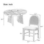 GDFStudio Harper set da pranzo da 5 pezzi con tavolo allungabile e sedie imbottite con schienale in rattan