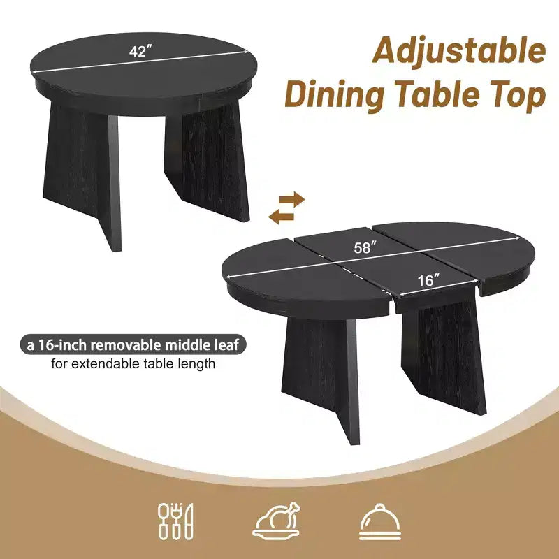 GDFStudio Harper set da pranzo da 5 pezzi con tavolo allungabile e sedie imbottite con schienale in rattan
