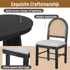 GDFStudio Harper set da pranzo da 5 pezzi con tavolo allungabile e sedie imbottite con schienale in rattan