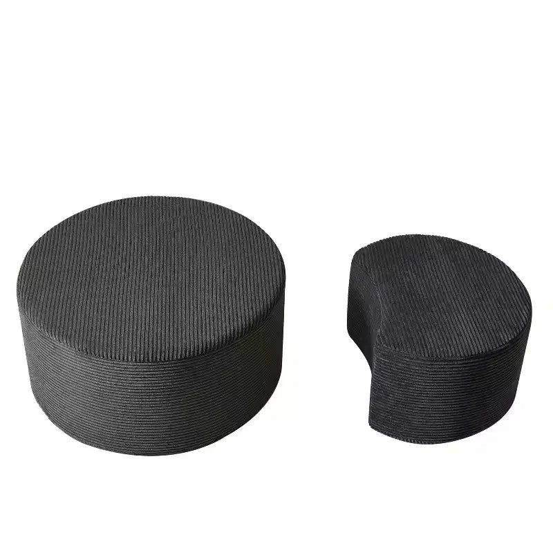 Set di 2 Tavolini da Caffè Rotondi Componibili, Tavoli Multiuso Imbottiti in Schiuma per Soggiorno, Versatile Tavolino da Salotto, Ottomana o Tavolino d'Appoggio
