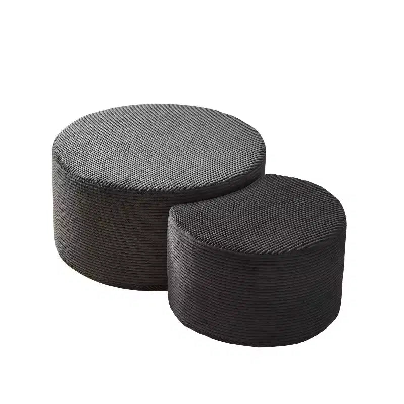 Set di 2 Tavolini da Caffè Rotondi Componibili, Tavoli Multiuso Imbottiti in Schiuma per Soggiorno, Versatile Tavolino da Salotto, Ottomana o Tavolino d'Appoggio
