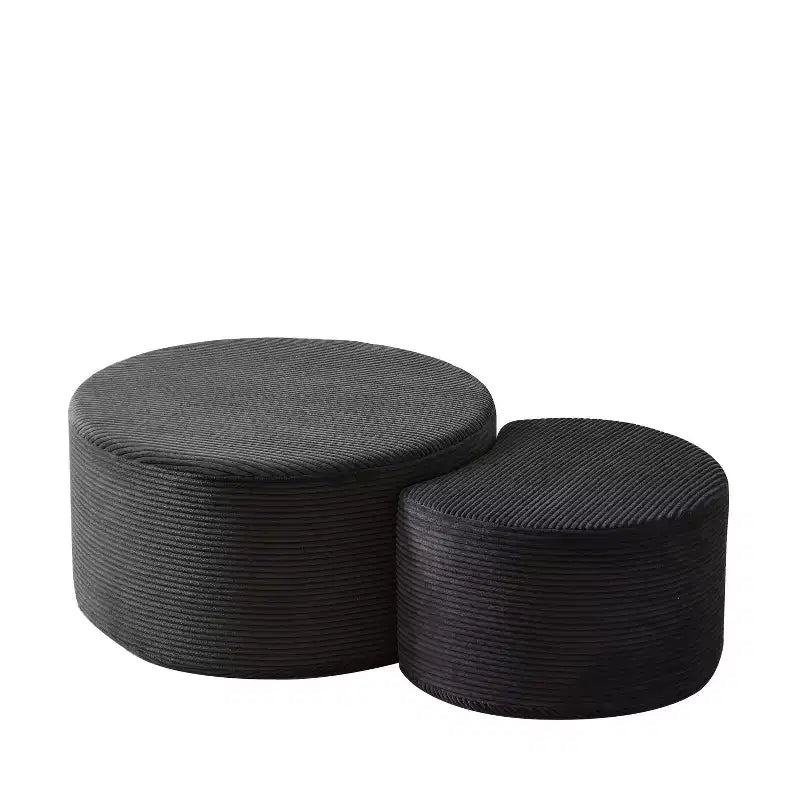 Set di 2 Tavolini da Caffè Rotondi Componibili, Tavoli Multiuso Imbottiti in Schiuma per Soggiorno, Versatile Tavolino da Salotto, Ottomana o Tavolino d'Appoggio