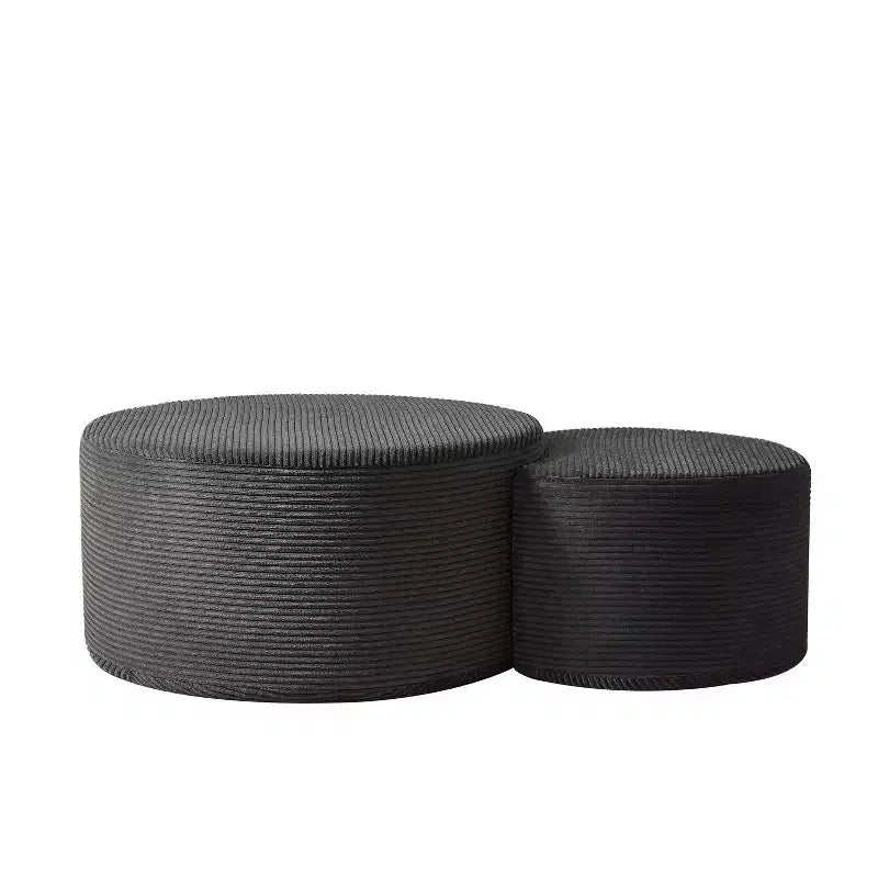 Set di 2 Tavolini da Caffè Rotondi Componibili, Tavoli Multiuso Imbottiti in Schiuma per Soggiorno, Versatile Tavolino da Salotto, Ottomana o Tavolino d'Appoggio
