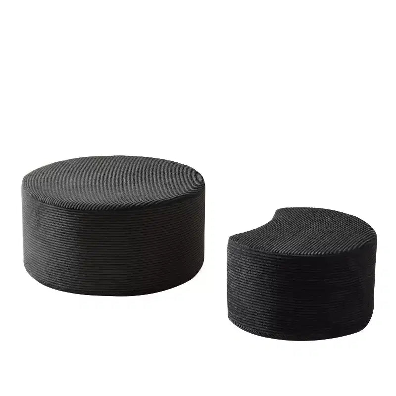 Set di 2 Tavolini da Caffè Rotondi Componibili, Tavoli Multiuso Imbottiti in Schiuma per Soggiorno, Versatile Tavolino da Salotto, Ottomana o Tavolino d'Appoggio