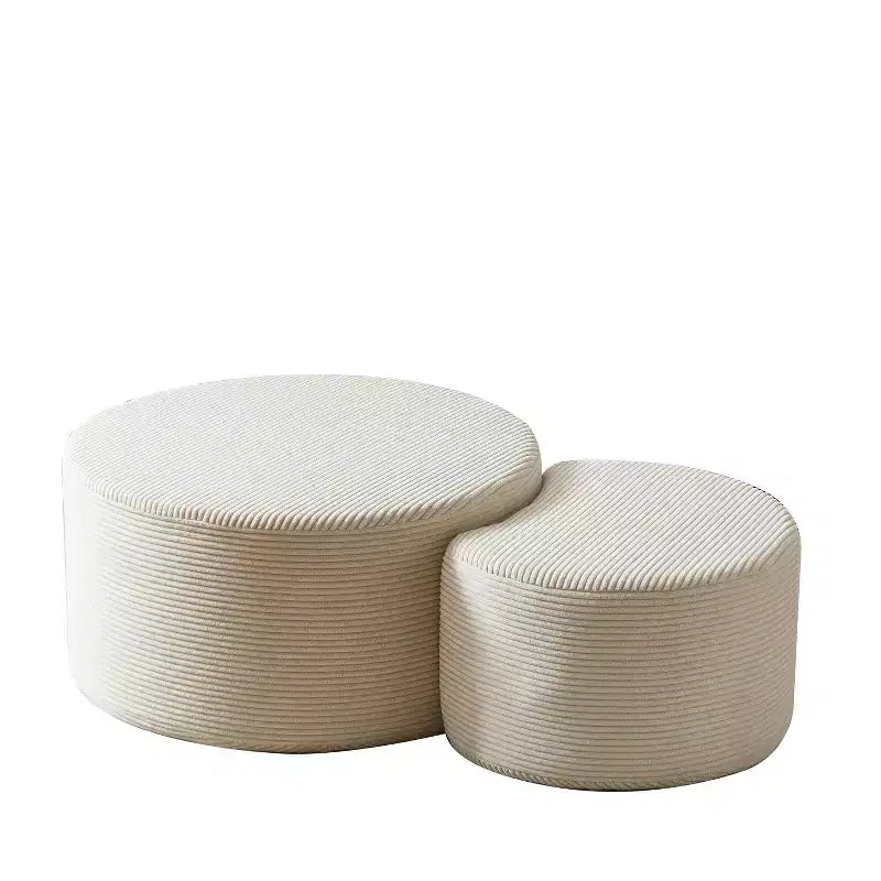 Set di 2 Tavolini da Caffè Rotondi Componibili, Tavoli Multiuso Imbottiti in Schiuma per Soggiorno, Versatile Tavolino da Salotto, Ottomana o Tavolino d'Appoggio