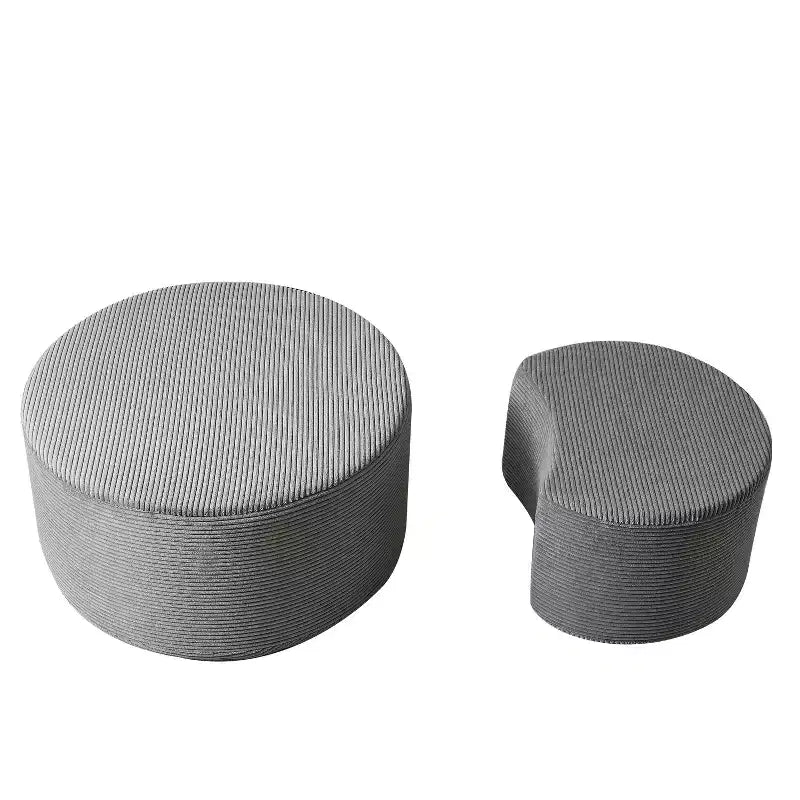 Set di 2 Tavolini da Caffè Rotondi Componibili, Tavoli Multiuso Imbottiti in Schiuma per Soggiorno, Versatile Tavolino da Salotto, Ottomana o Tavolino d'Appoggio