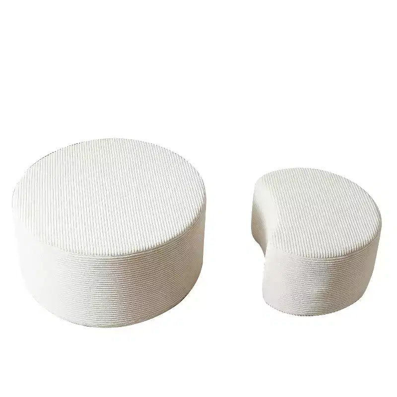 Set di 2 Tavolini da Caffè Rotondi Componibili, Tavoli Multiuso Imbottiti in Schiuma per Soggiorno, Versatile Tavolino da Salotto, Ottomana o Tavolino d'Appoggio