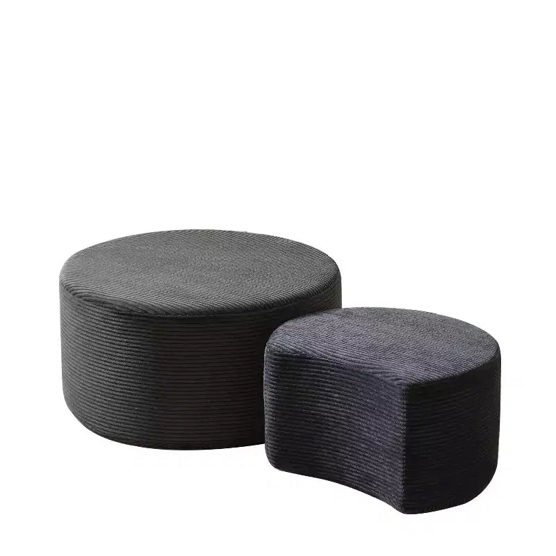 Set di 2 Tavolini da Caffè Rotondi Componibili, Tavoli Multiuso Imbottiti in Schiuma per Soggiorno, Versatile Tavolino da Salotto, Ottomana o Tavolino d'Appoggio