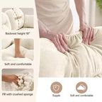Divano componibile a U a 3 posti beige in ciniglia con 2 pouf e 2 cuscini decorativi per soggiorno
