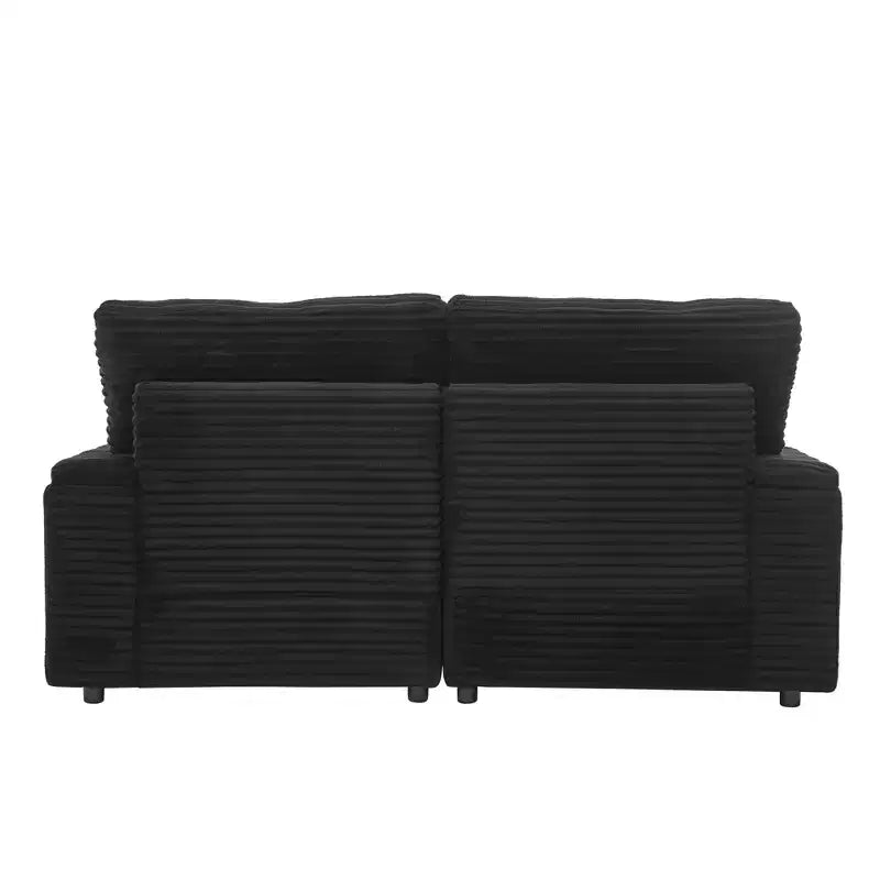 Divanetto moderno Polibi in velluto a coste con due pouf mobili