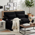 Polibi Modern Corduroy Loveseat Sofa with Two Movable Ottomans