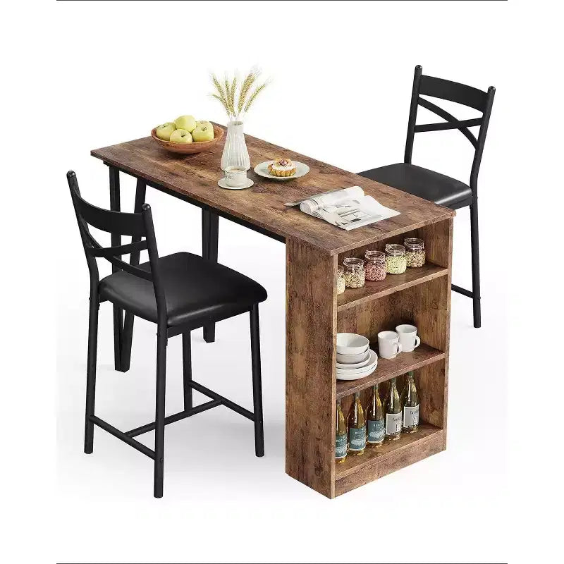 Set da bar da 3 pezzi per 2 persone, set con tavolo e sedie da bar con prolunga a ribalta, set da pranzo con ripiani contenitori, adatto agli spazi piccoli