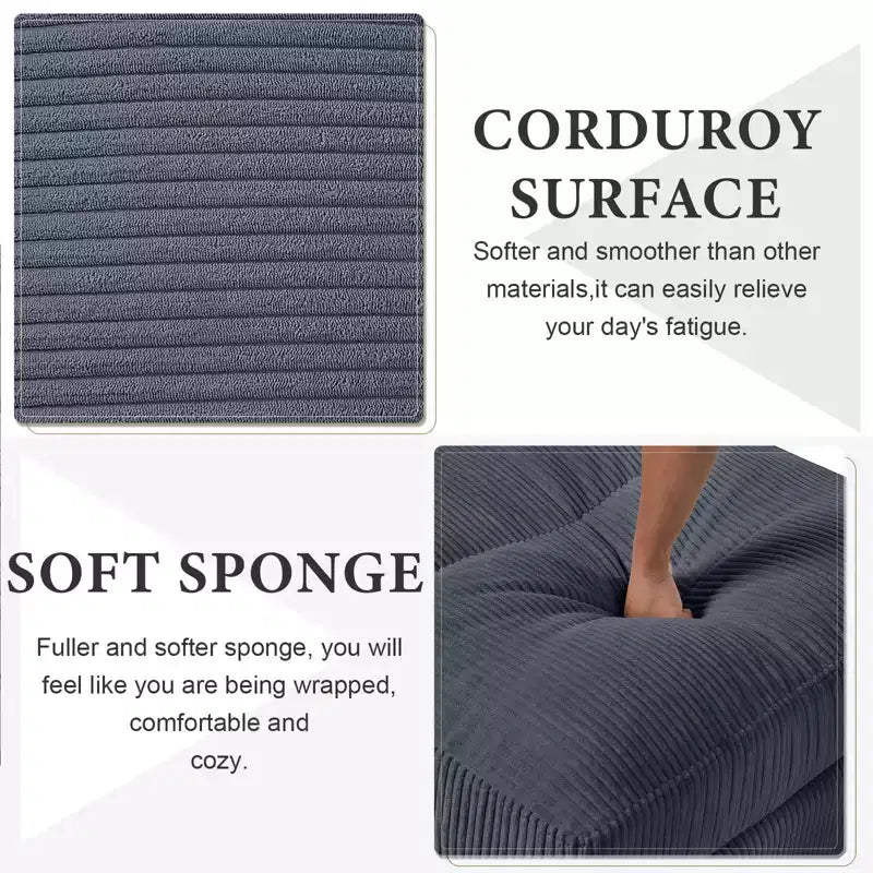 PexFix Divano componibile moderno a 6 posti in velluto a coste, a forma di U convertibile a L con pouf e cuscini per soggiorno ufficio Grigio
