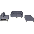 PexFix Divano componibile moderno a 6 posti in velluto a coste, a forma di U convertibile a L con pouf e cuscini per soggiorno ufficio Grigio