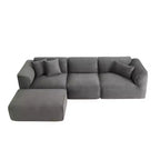 Divano da salotto di lusso a 4 posti in velluto Clihome con pouf mobile, divano imbottito