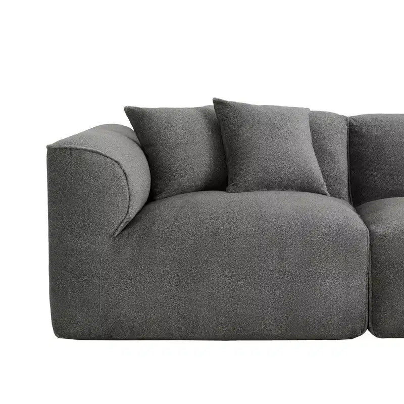 Divano da salotto di lusso a 4 posti in velluto Clihome con pouf mobile, divano imbottito