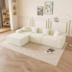 GDFStudio Nira Moderno Divano Sezionale a 3 Posti Reversibile Senza Struttura Rivestito in Velluto a Coste da 109'' con Pouf e 4 Cuscini