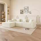 GDFStudio Nira Moderno Divano Sezionale a 3 Posti Reversibile Senza Struttura Rivestito in Velluto a Coste da 109'' con Pouf e 4 Cuscini