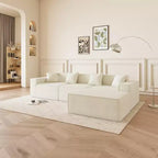 GDFStudio Nira Moderno Divano Sezionale a 3 Posti Reversibile Senza Struttura Rivestito in Velluto a Coste da 109'' con Pouf e 4 Cuscini