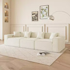 GDFStudio Nira Moderno Divano Sezionale a 3 Posti Reversibile Senza Struttura Rivestito in Velluto a Coste da 109'' con Pouf e 4 Cuscini