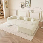 GDFStudio Nira Moderno Divano Sezionale a 3 Posti Reversibile Senza Struttura Rivestito in Velluto a Coste da 109'' con Pouf e 4 Cuscini