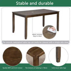 Homy Casa Set da Pranzo da 6 Pezzi in Legno con 4 Sedie Imbottite e Panca, Tavolo da Cucina Rettangolare, Noce