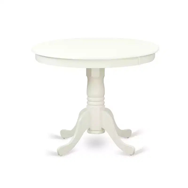 Modern 3 Piece Kitchen Dining Set - Round Table & 2 Chairs - Linen White Finish