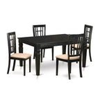 HomeStock 5-Piece Rectangle Black Finish Solid Wood Top Dining table with 4 Chairs