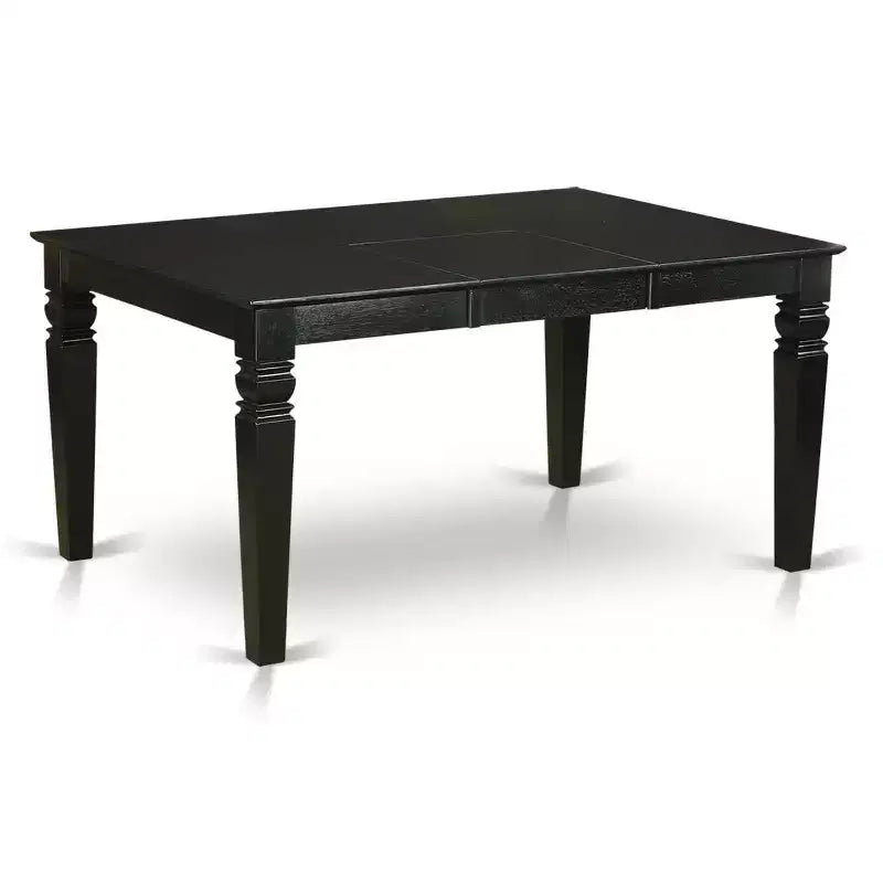 HomeStock Set sala da pranzo 5 pezzi: tavolo rettangolare con piano in legno massello finitura nera e 4 sedie