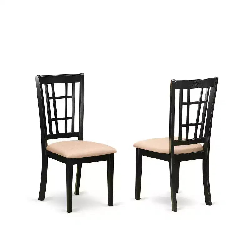 HomeStock Set sala da pranzo 5 pezzi: tavolo rettangolare con piano in legno massello finitura nera e 4 sedie