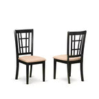 HomeStock Set sala da pranzo 5 pezzi: tavolo rettangolare con piano in legno massello finitura nera e 4 sedie