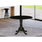 Set da pranzo nordico per 2 - Tavolo rotondo moderno con base a piedistallo e sedie in tessuto di lino - Blu minerale e nero