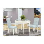 Set da pranzo da 3 pezzi - Tavolo da cucina e 2 sedie - Piccolo tavolo rotondo - Bianco lino e azzurro baby