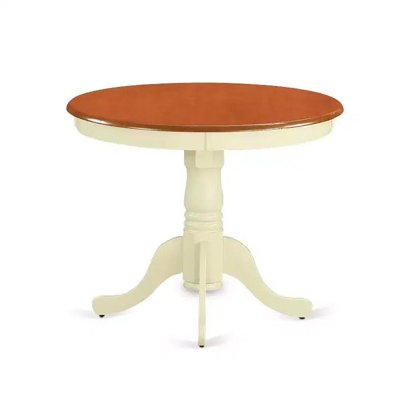5-Piece Round Buttermilk and Cherry Finish Solid Wood Top Dining table with 4 Chairs with