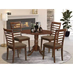 Set da tavolo da cucina retrò - Set da pranzo a 5 pezzi con sedie - Tavolo rotondo con ante a ribalta - Legno duro asiatico
