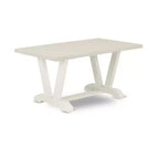HomeStock Tavolo da Pranzo Rettangolare da 6 Pezzi in Legno Massello con Finitura Lino Bianco Spazzolato e 1 Panca, 4 Sedie