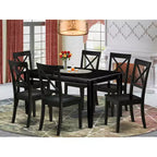 Set da pranzo mediterraneo 7 pezzi - Tavolo e 6 sedie - 36x60 pollici - Finitura nera - HomeStock
