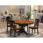 HomeStock Tavolo da pranzo ovale 5 pezzi con ripiano in legno massiccio finitura nera e ciliegio e 4 sedie