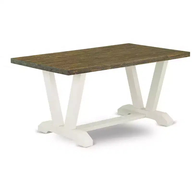Set da pranzo HomeStock da 5 pezzi con tavolo in legno massello finitura rovere naturale e 4 sedie imbottite