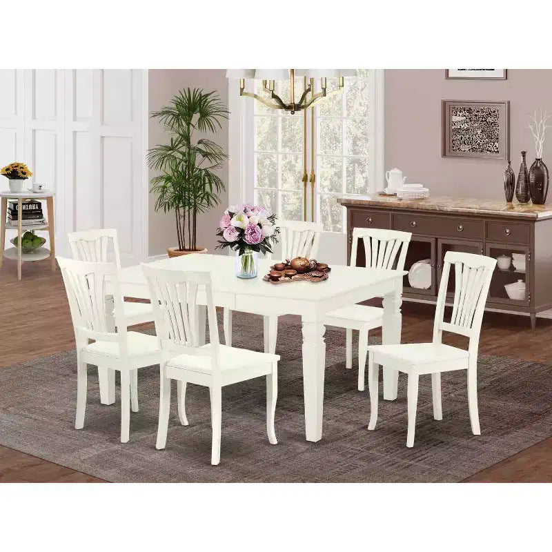 Set da pranzo Rinascimento 7 pz Tavolo rettangolare e 6 sedie - Espandibile 42x60 pollici
