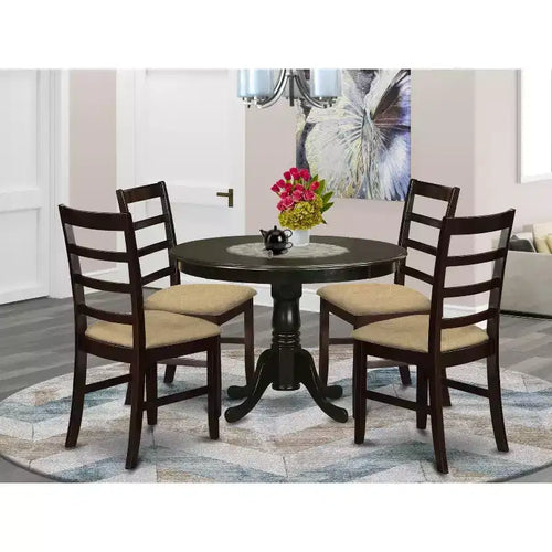 5-teiliges Esszimmer-Set - Runder Küchentisch & 4 Stühle - Küstenstil-Esszimmer-Set - 42-Zoll-Tisch